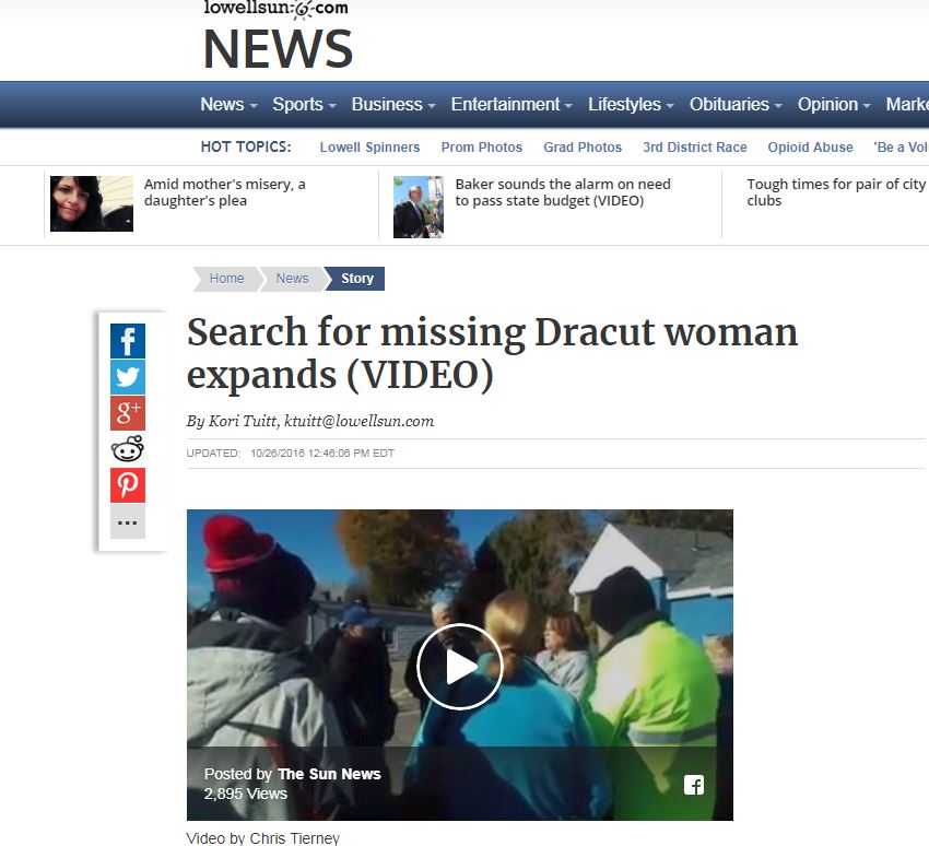 Social media video posts for missing Dracut woman, that had a happy ending.