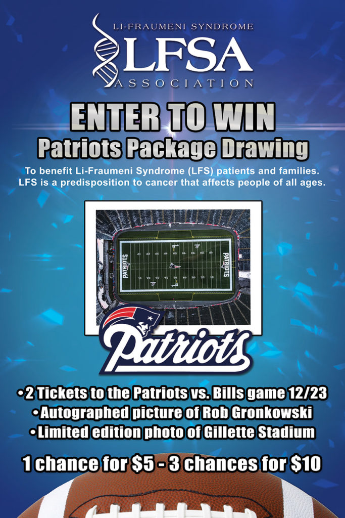 Raffle poster for Patriots tickets