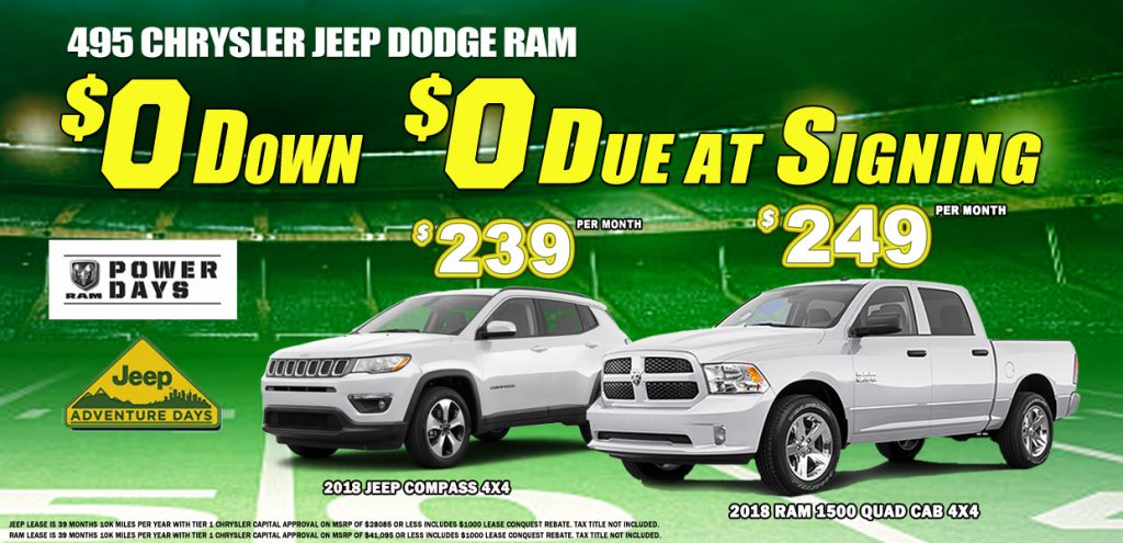September means football, following is social media graphic for  Jeep and Ram lease deals.