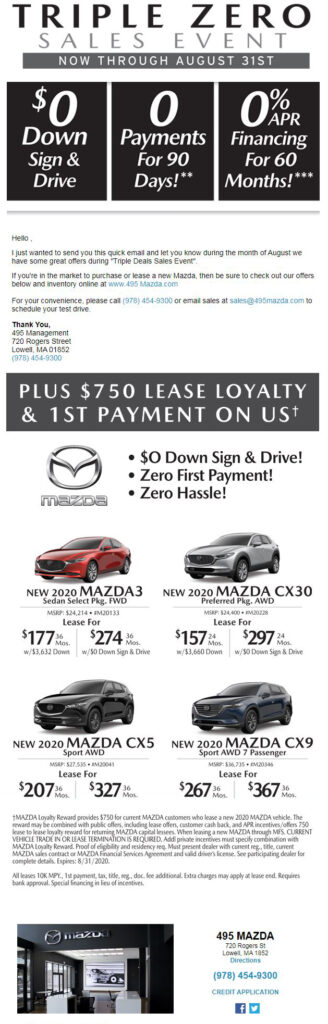 Email for Mazda dealership
