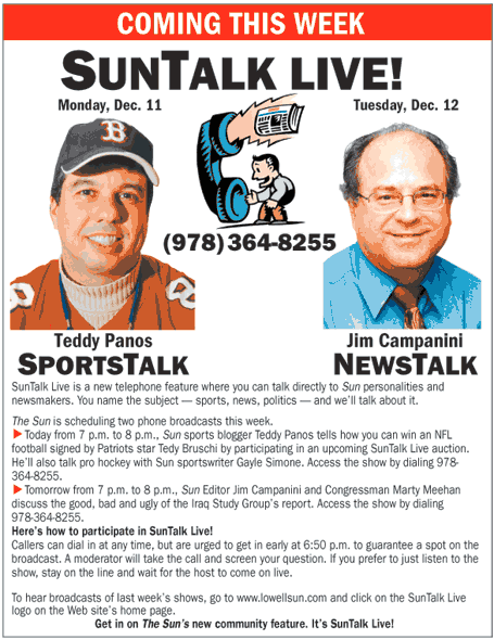 Newspaper ad for call in show I produced