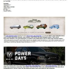 Promotional email design for Jeep dealership
