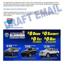 Promotional email campaign for Jeep dealership